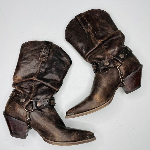 Durango Shoes - Durango Crush 11" Western Brown Boot Size 9 Cowboy Boot Leather Harness